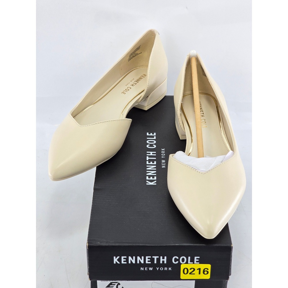 Kenneth Cole Carolyn Flats Women 8 Beige Leather D'Orsay Pointed Toe - New